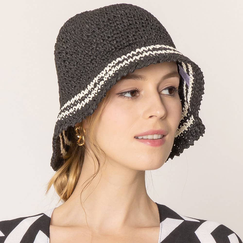 Sensibling Corp. - Wholesale Bucket Hat - Women's - Stripe Straw Bucket Hat6