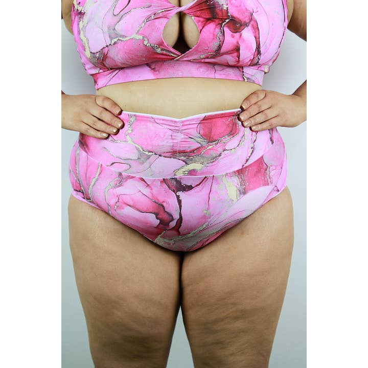 Tutti Frutti Brazil Scrunchie Bumshorts mit hoher Taille, Größe L für den Großhandel von Rarr Designs