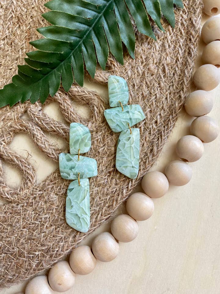 Amazonite Crystal Polymer Clay Earrings for wholesale by Clay + Clover Earring Co.