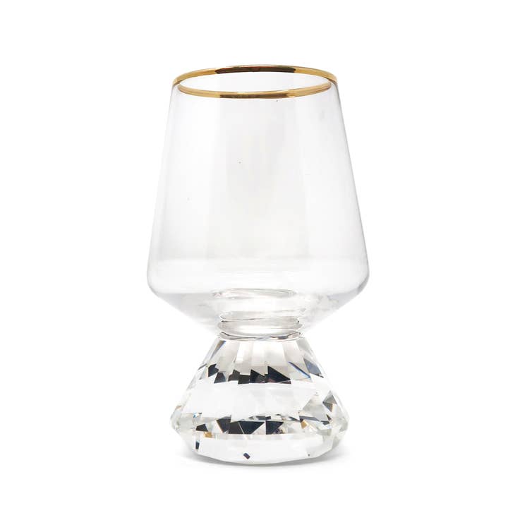 VIVIENCE - Wholesale Shot Glass - Set of 6 Shot Glasses with Diamond Base, Gold Rim