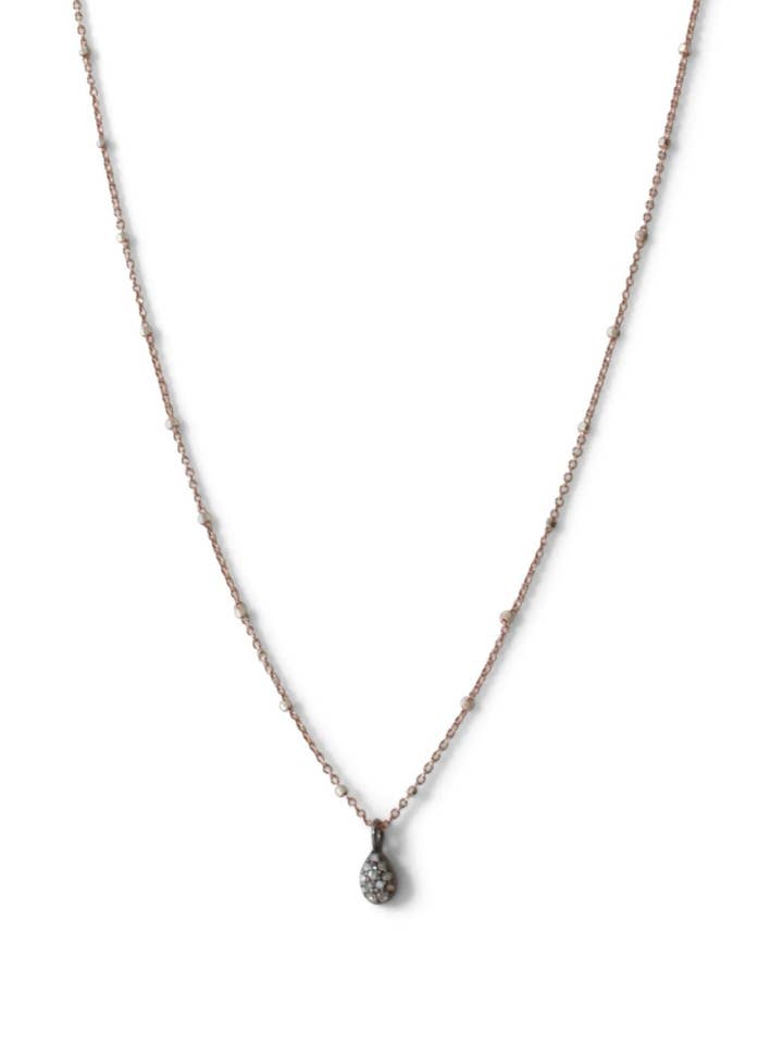 Pave Diamond Traan Drop Charm ketting voor wholesale door Rebecca Scott Jewelry