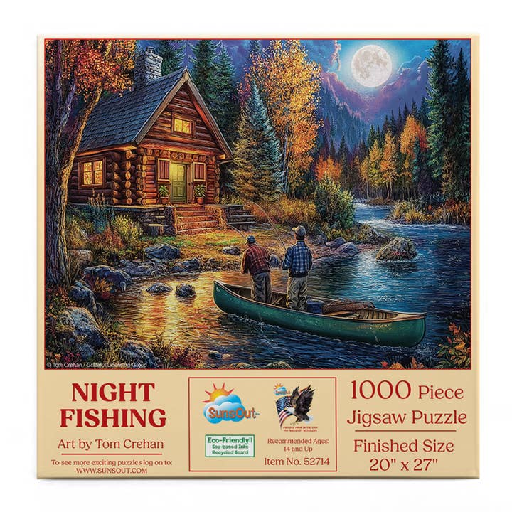 SunsOut - Vente Puzzle – adulte - 1011 Casse-tête de 1000 pièces sur la pêche nocturne2