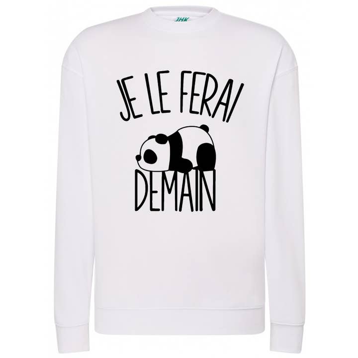 Fleece sweatshirt printed I'LL DO IT TOMORROW panda for wholesale by red white