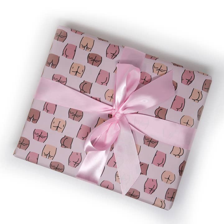 Unblushing – wholesale Flat wrap – Funny Mature Bachelorette Gag Gift Wrap - Butt (Sheets)2