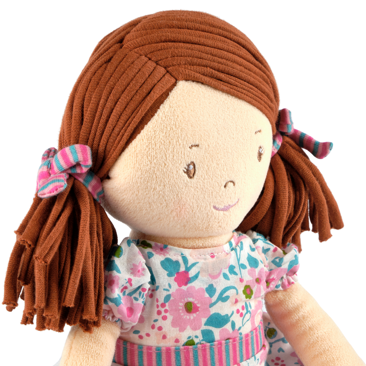 Tikiri Toys LLC - Wholesale Doll - Kids - Katy  Dark Brown Hair with Pink and Sea Green Dress3