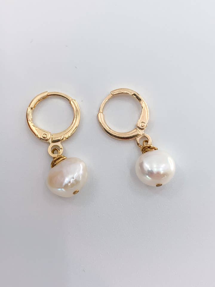 Huggie Pearl Earring | Minimalist Natural Jewelry | Cultured for wholesale by Elise Marie DeSigns