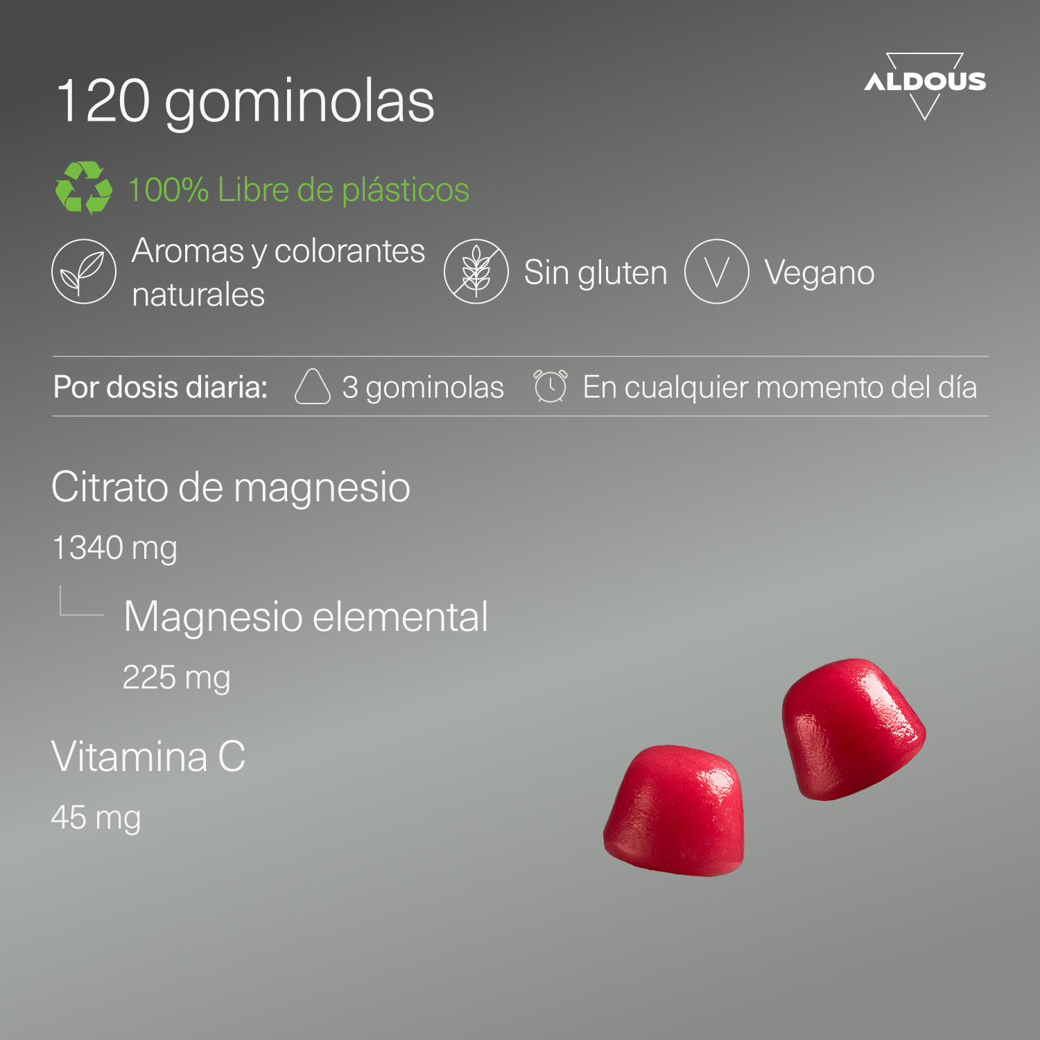 Aldous Bio - Wholesale Oral Supplement/Vitamin - Magnesium Citrate Gummies + Vitamin C - 120 Gummies2