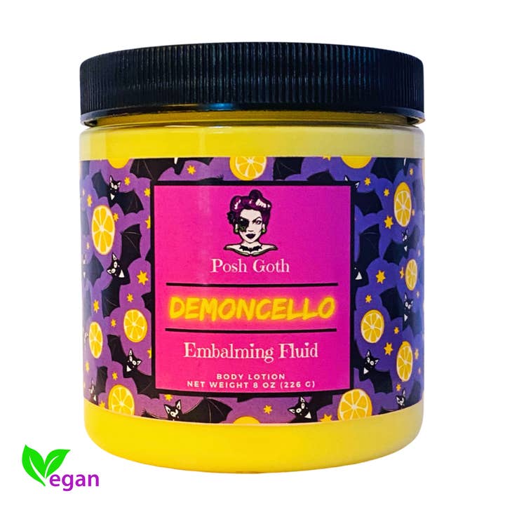 DEMONCELLO Body Lotion | Lemon Square Gourmand Scent | Goth Skincare | Vegan & Cruelty-Free | Posh Goth Lotion for wholesale by Posh Goth