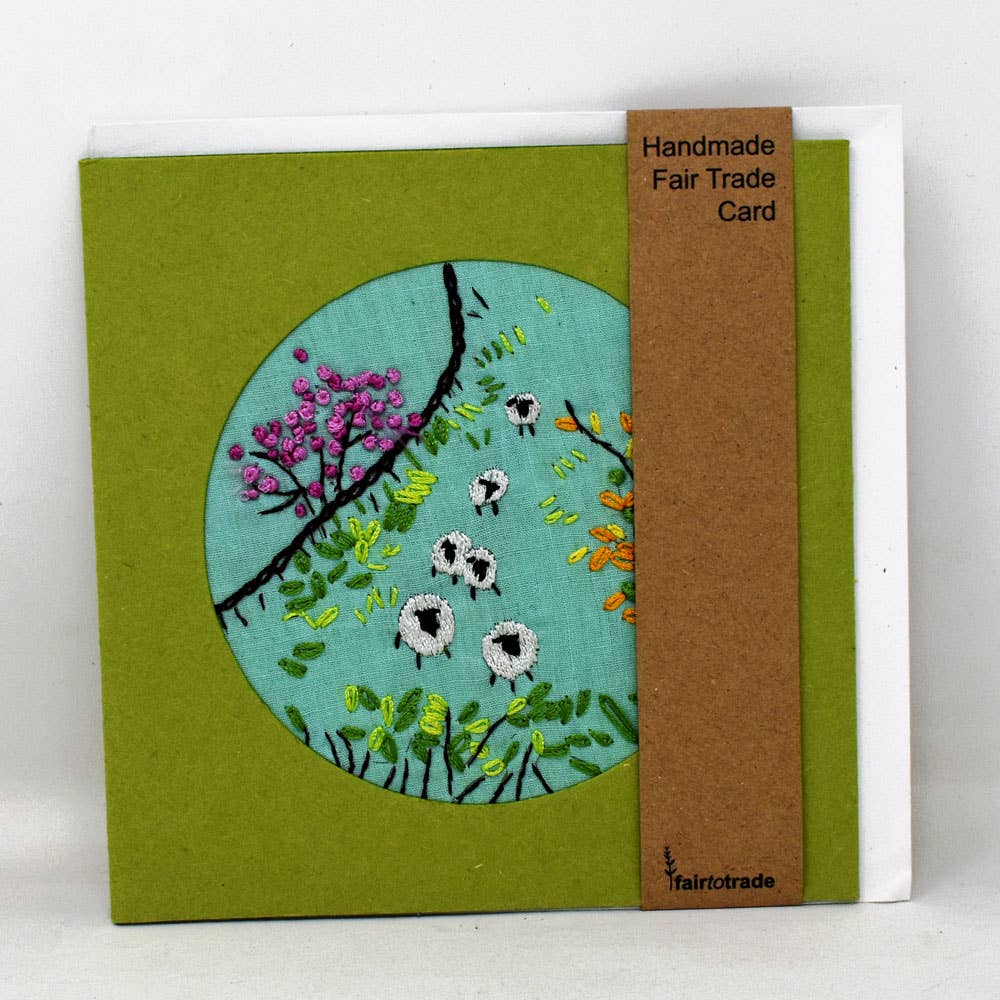 Fair to Trade Ltd - Wholesale Everyday greeting card - Hand Embroidered Greeting Card Fair Trade Countryside3