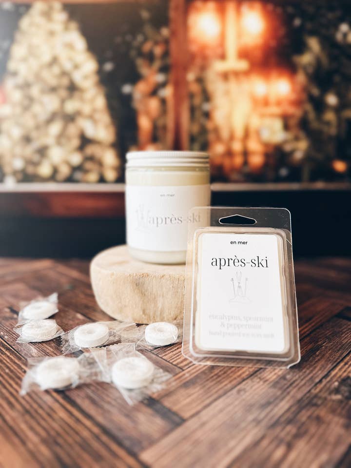 en mer | après-ski | soy wax candle & melts for wholesale by en mer, co