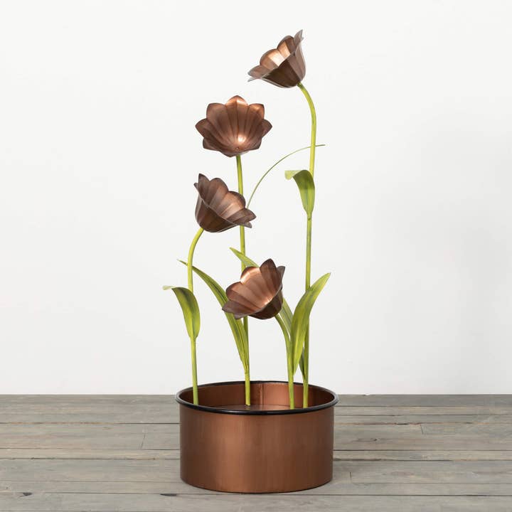 Sullivans Home Decor - Wholesale Outdoor Ornament/Decor - Copper Tulip Water Fountain