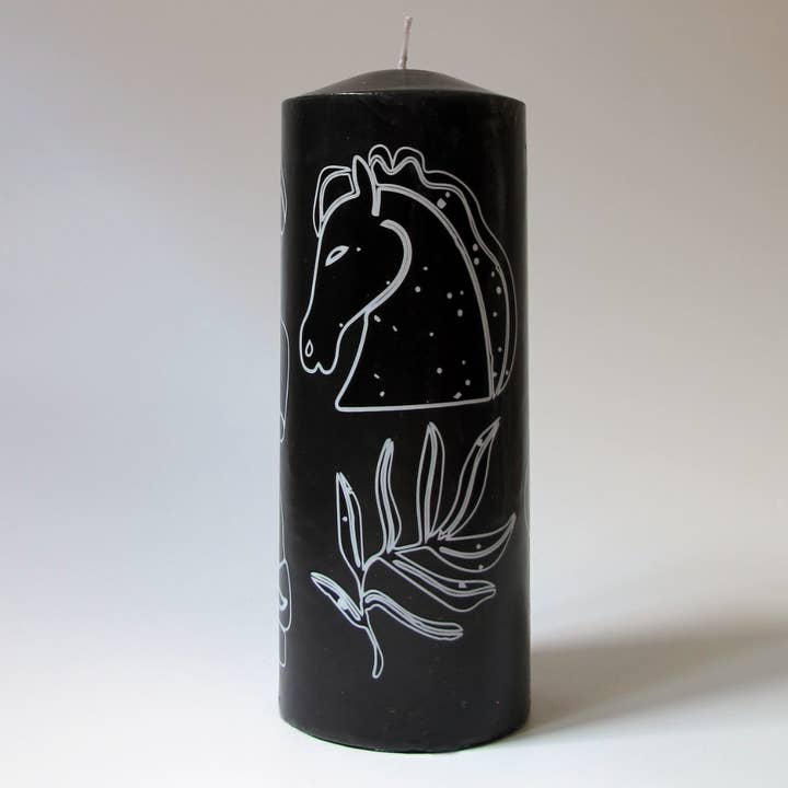 Agora Home – wholesale Pelarljus – Svart lång grekisk-romersk design pelare ljus