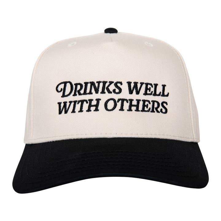 Black and Tan Drinks Well With Others Vintage Trucker Hats For Women for wholesale on Faire