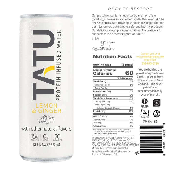 Mindful Proteins - Wholesale Flavored/Infused Water (Non-Carbonated) - 4-pack of TATU Protein Infused Water6