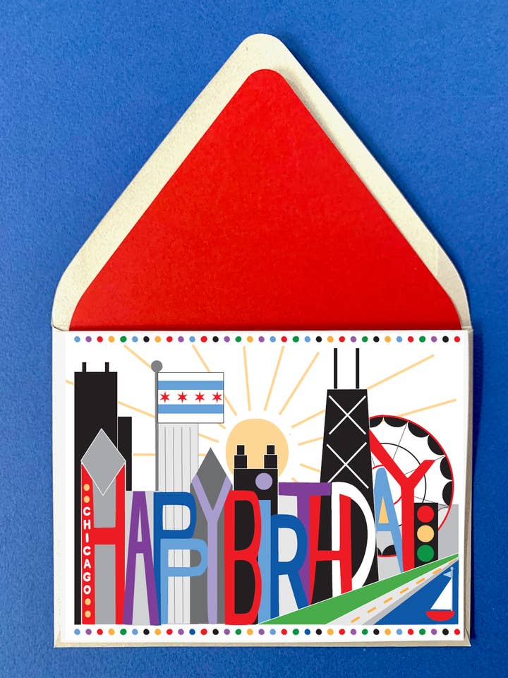 Modern Chicago, Birthday - Set of 10 Cards for wholesale by Mighty Violet Design