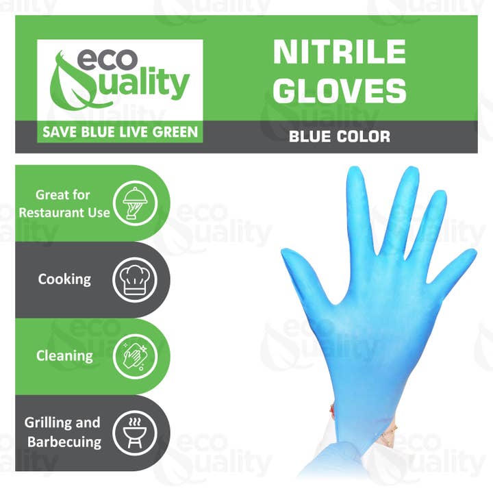 EcoQuality - Wholesale Cleaning Gloves - Small Blue Nitrile Exam Gloves, Disposable, Latex Rubber1
