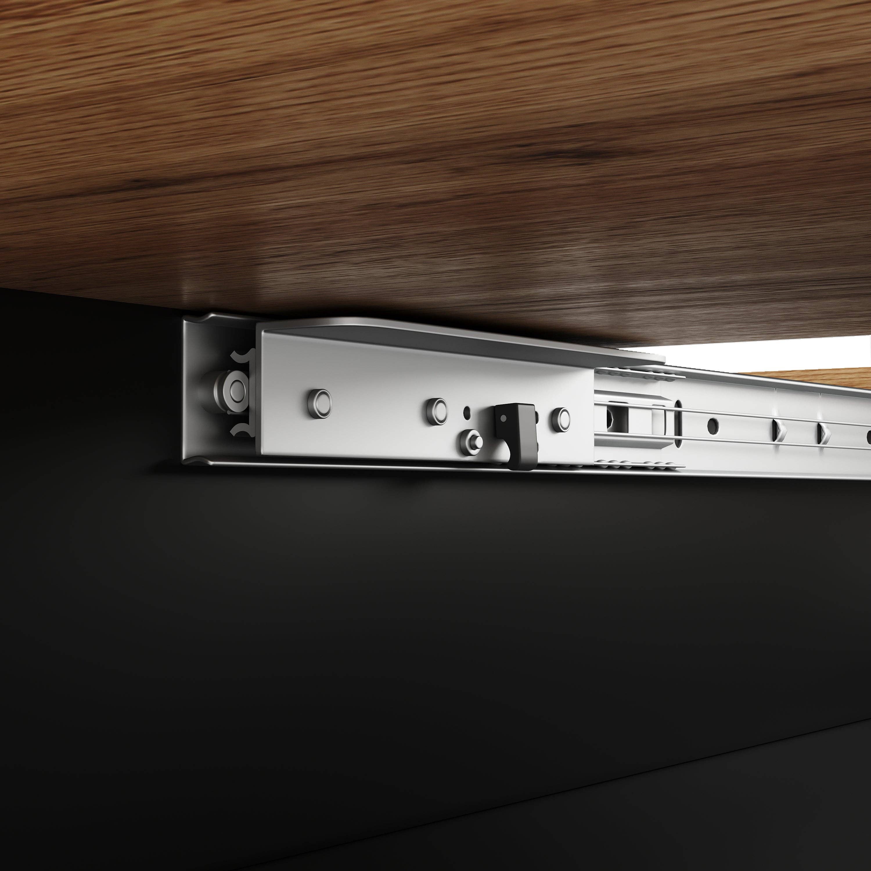 Urban Meuble - Wholesale Side Table - Extendable dining table with wood effect, black storage space, and glass 110-140*70cm CHOCAS BLACK GLASS28