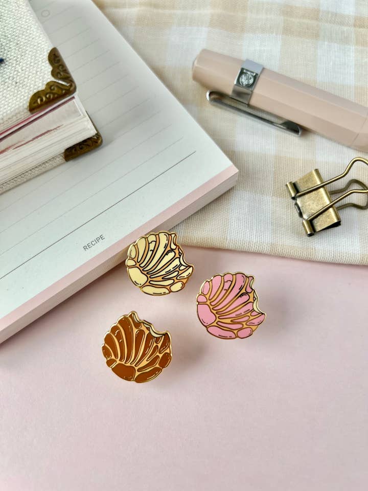 Concha (Pan Dulce) Enamel Pin for wholesale by Marlene Vega Studio