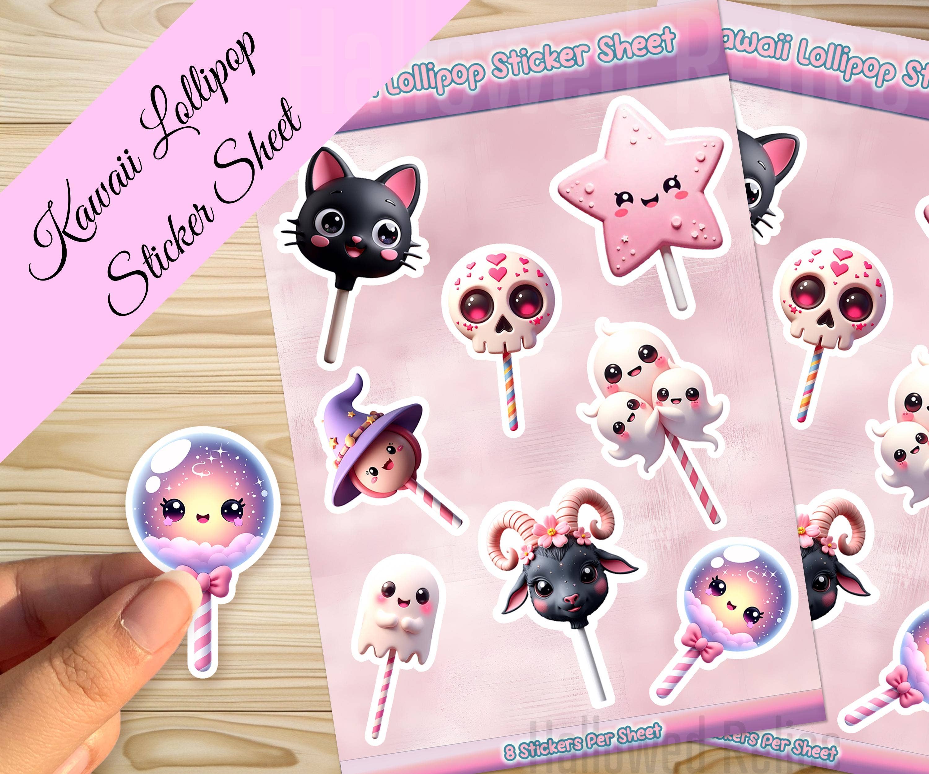 Hallowed Relics - Wholesale Sticker - Kawaii Baphomet Lollipop Halloween Sticker Sheet0