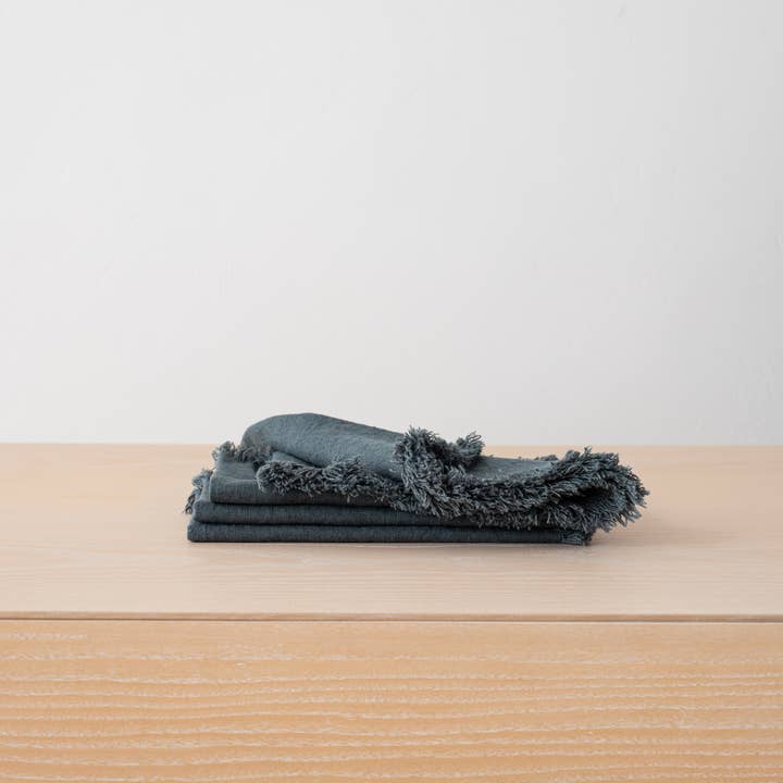 Linen Napkin Balsam Green Terra Fringe for wholesale by LinenMe