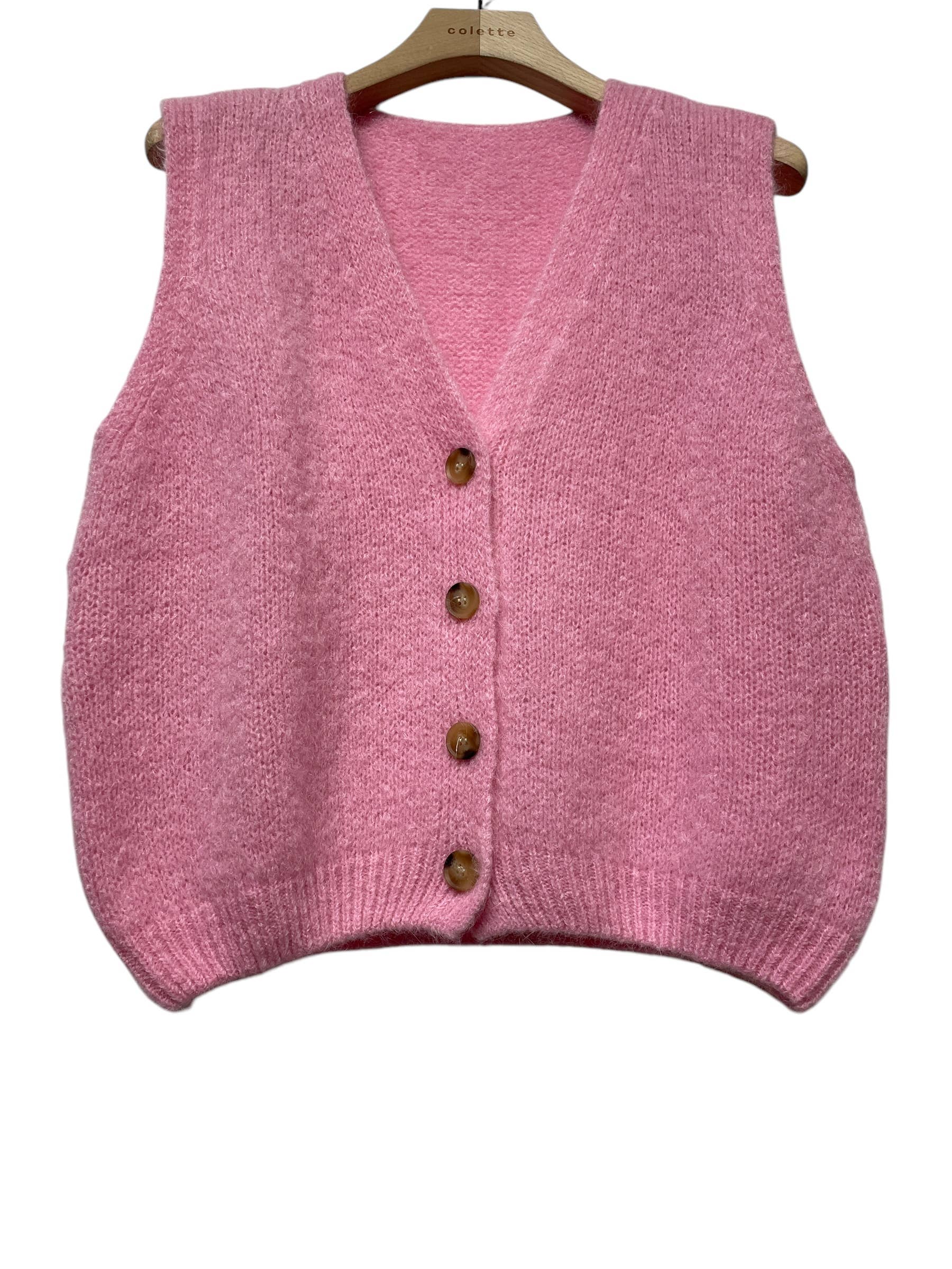 LINEN & COTTON HOUSE - Wholesale Sweater Vest - Women's - Sleeveless sweater with buttons 507121