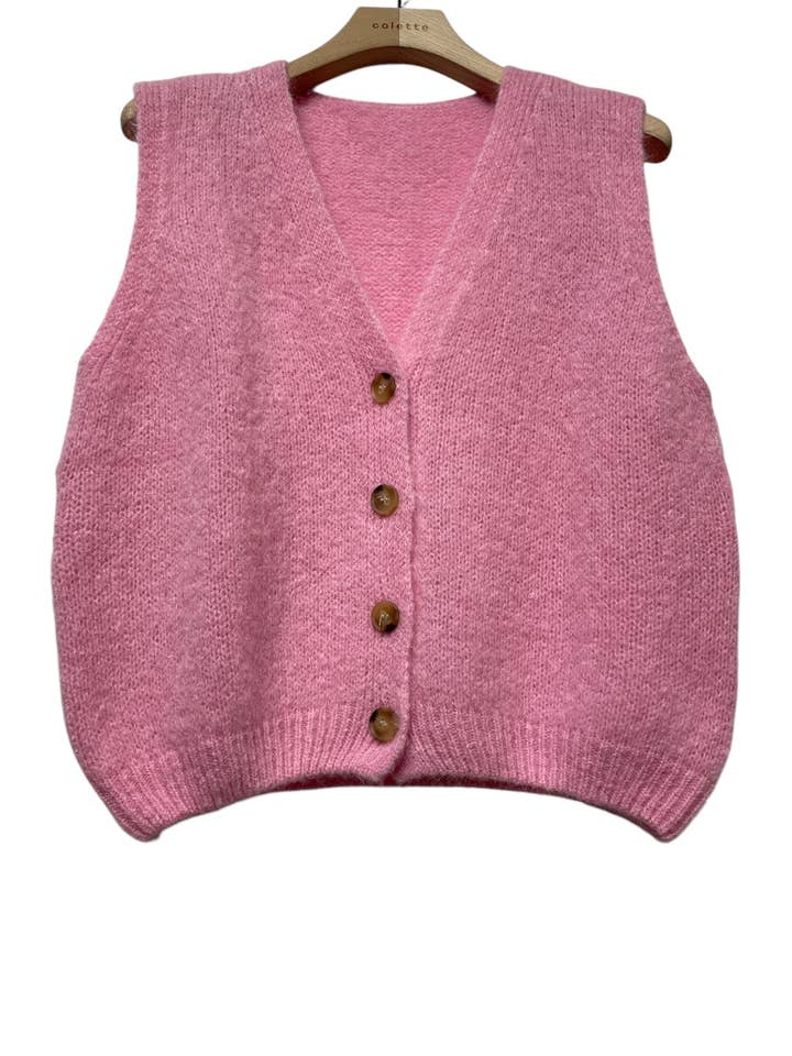 LINEN & COTTON HOUSE - Wholesale Sweater Vest - Women's - Sleeveless sweater with buttons 507121