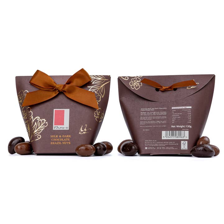 Mallow Tree Limited – wholesale Chocolate box – Milk & Dark Chocolate Brazil Nuts in Bow Box, 130g2