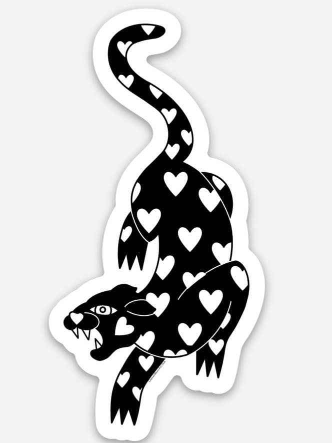 Black Heart Panther Sticker for wholesale by Liminal Moon Art Club