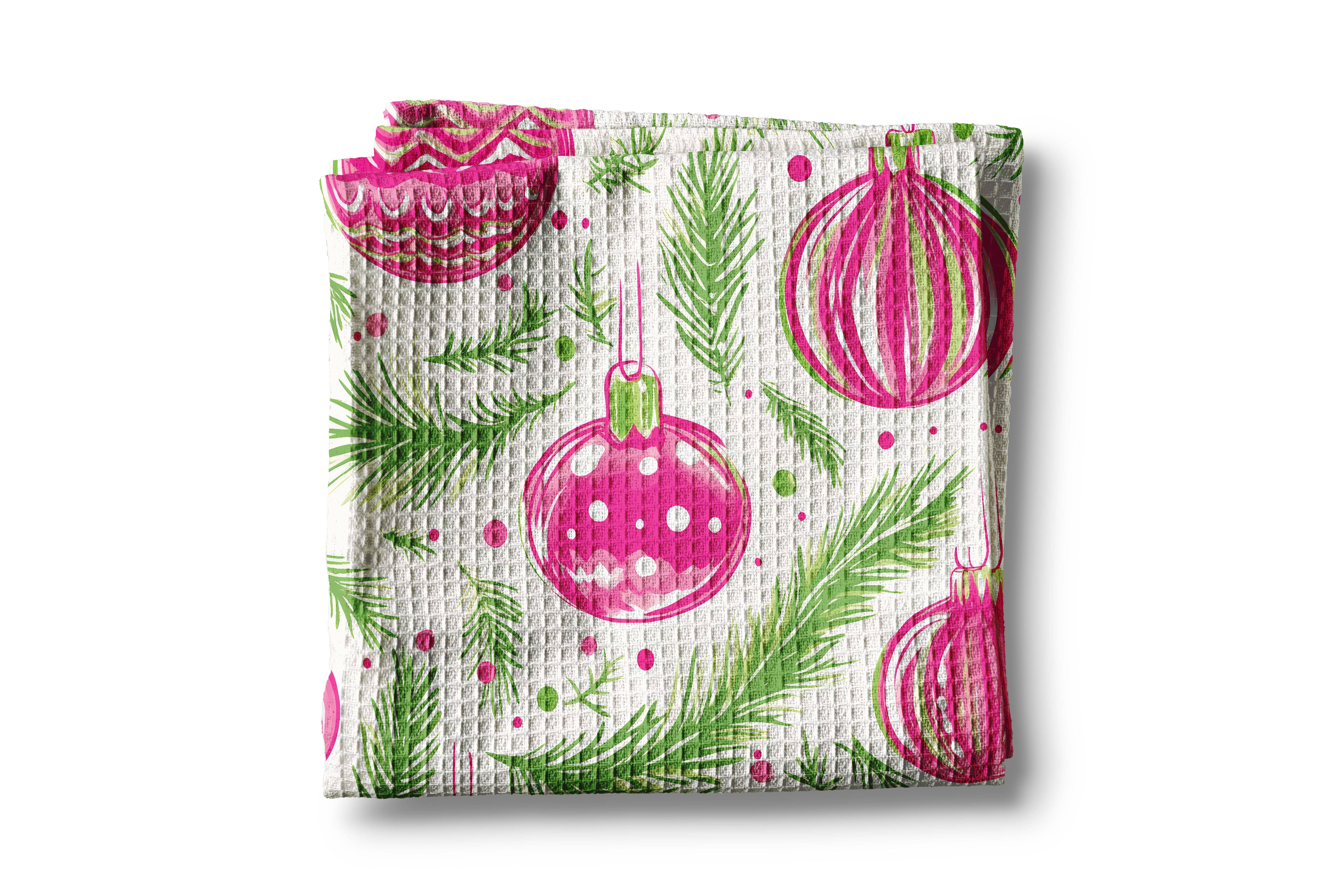 Canary Road - Wholesale Tea Towel - Pink Christmas Preppy Beach Tropical Kitchen Towel Waffle