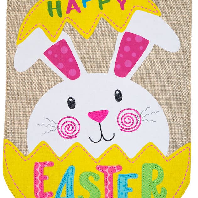 Easter Bunny Egg Burlap Garden Flag for wholesale by Briarwood Lane