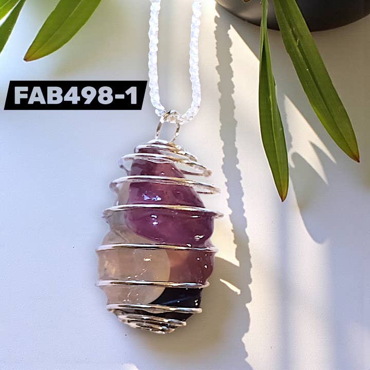 Necklaces, Fluorite Stuffed Pendants on 18" .925 Silver for wholesale by Funky Aura Boutique