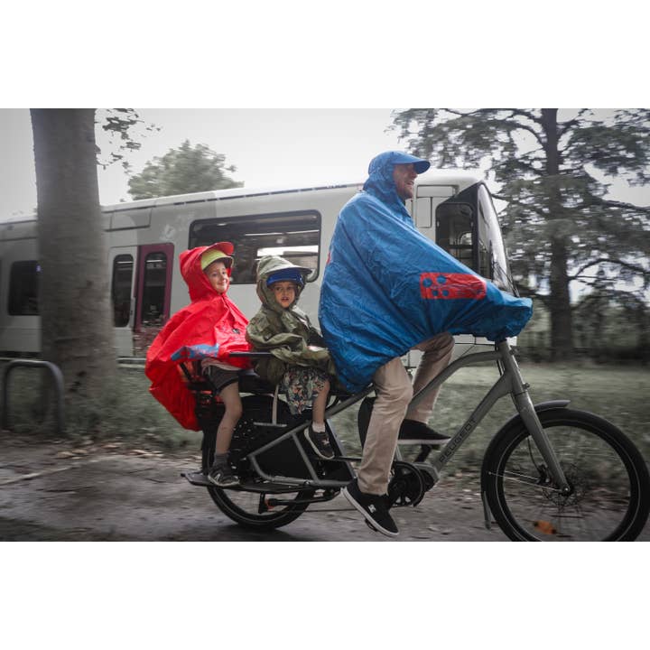 Petrolblau/retroreflektierendes Rot FULAP JR Mehrzweck-Fahrradponcho für Kinder, 1—12 Jahre, Blau für den Großhandel auf Faire6