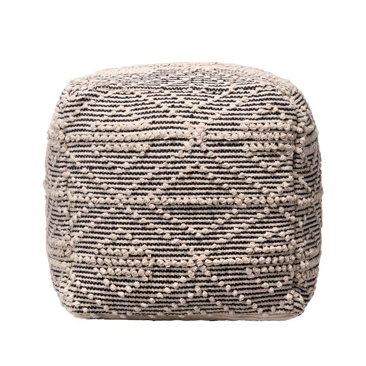 Naturel Pouf Ottoman Trellis en coton texturé en vente sur Faire