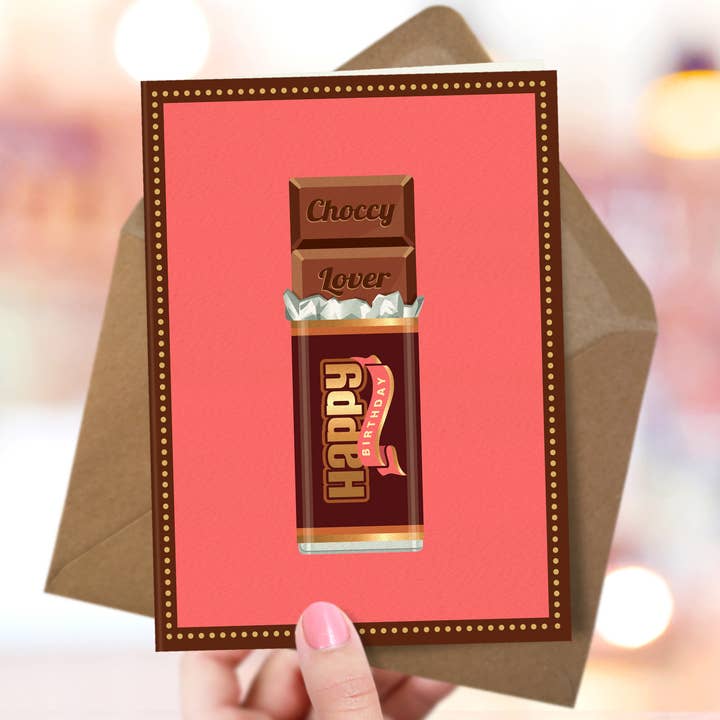 OTS75 Geburtstagskarte für Schokoladenliebhaber 'Choccy-Liebhaber' für den Großhandel von The Typecast Gallery
