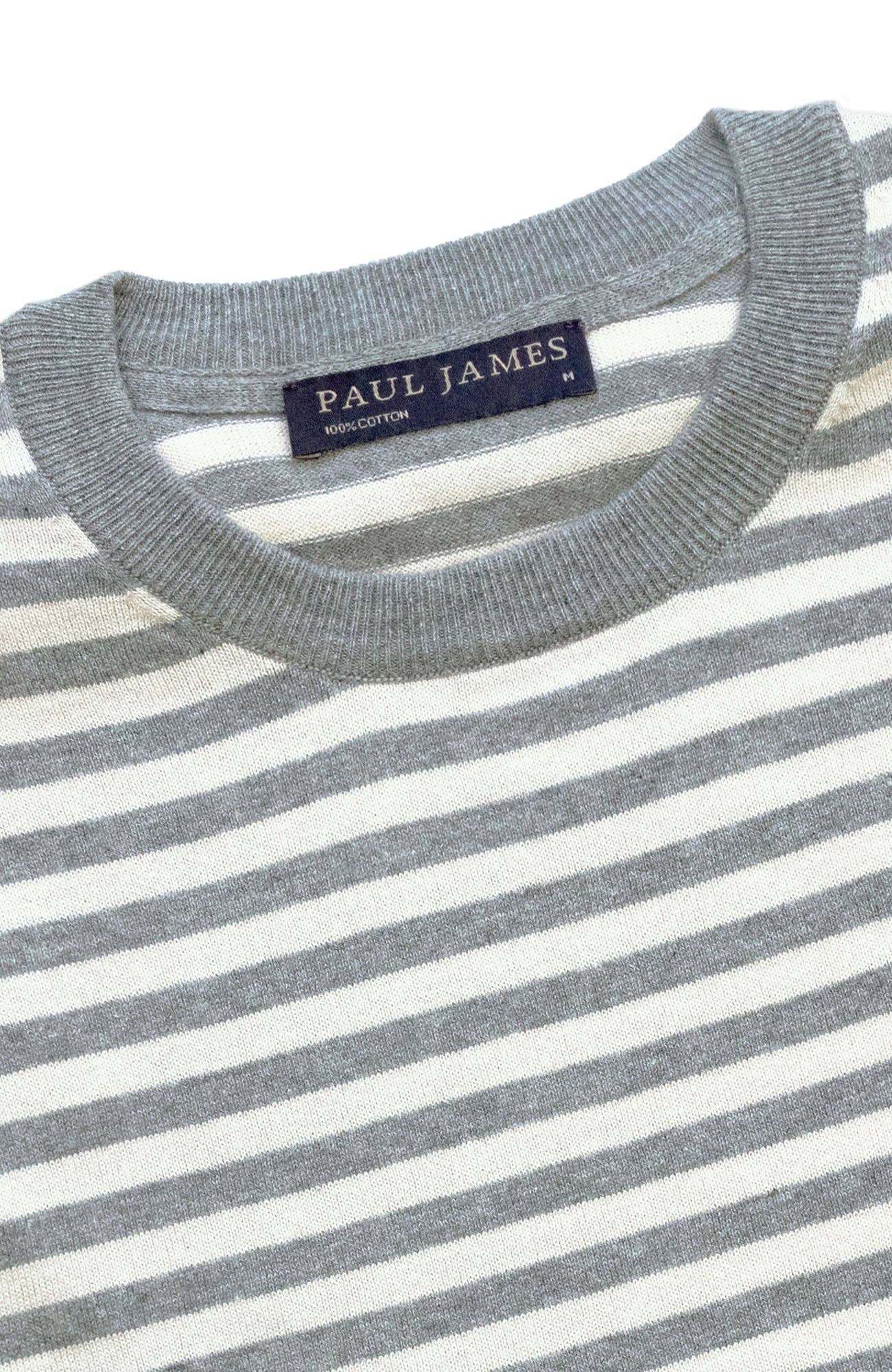 Paul James Knitwear – wholesale T-shirt – men's – Mens Ultra Fine Cotton Knitted Breton T-Shirt1