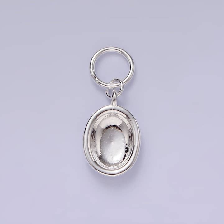 S925 Sterling Silver Oval Dome Minimalist Charm | SL-420 for wholesale by Aim Eternal