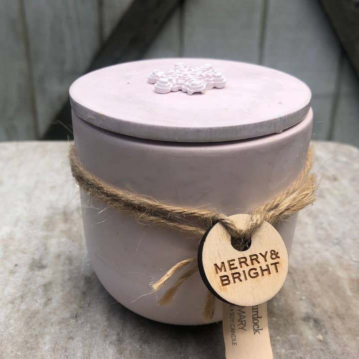 Dandelion+Burdock - Wholesale Jar/Filled Candle - Merry & Bright soy wax candle, hand-cast in Hydrostone