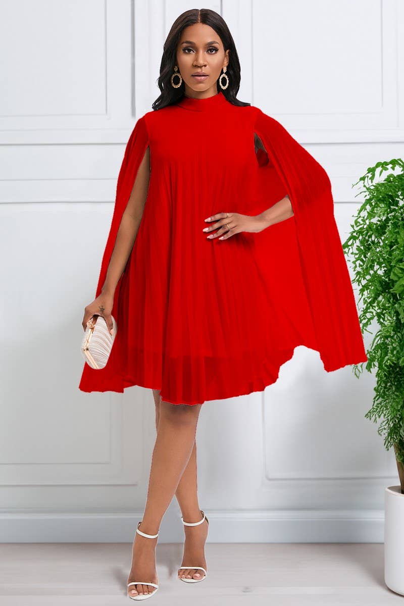 NINEXIS - Wholesale Dress - Women's - CWDSD3577_PLUS SIZE PULLOVER CAPE SHORT DRESS5