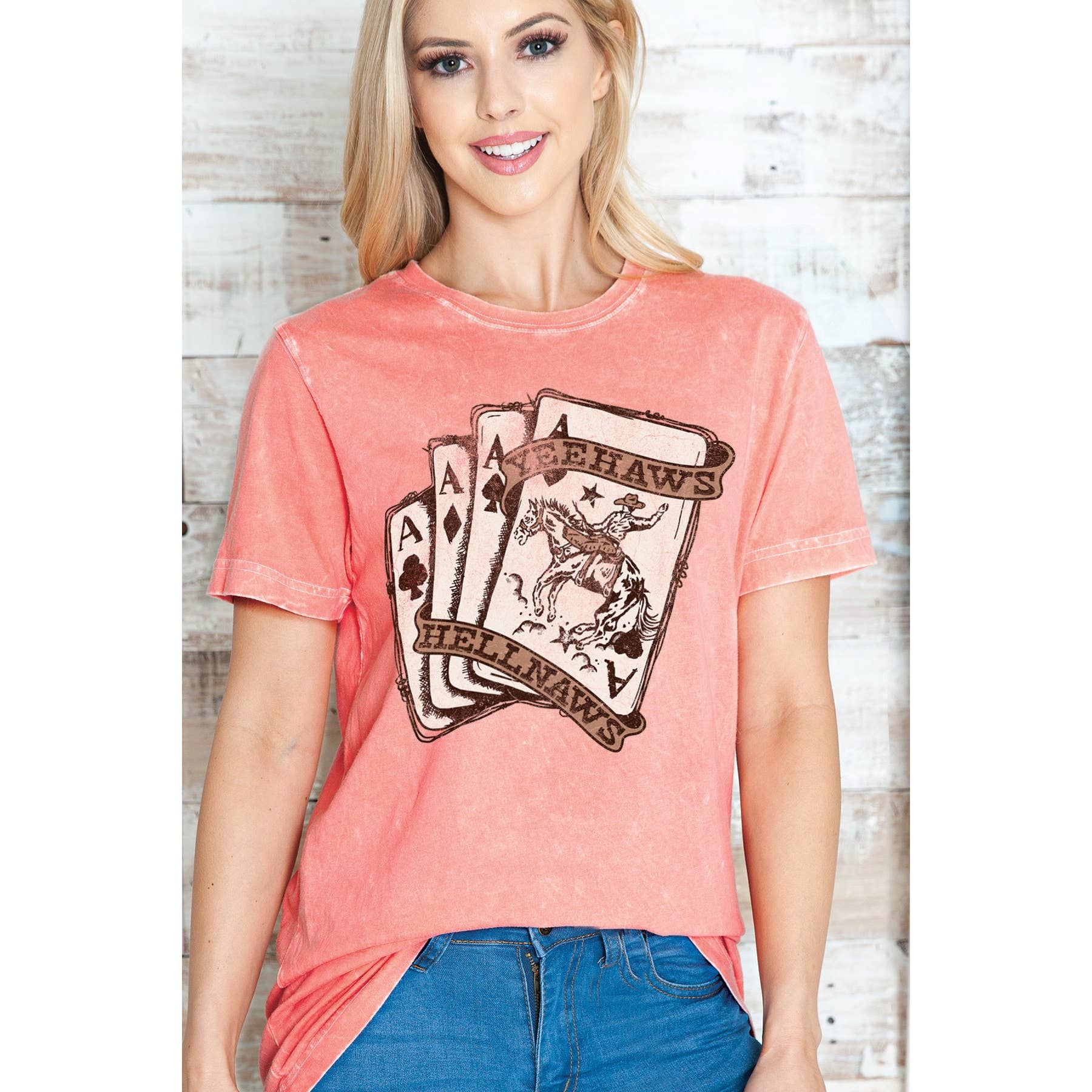 Amused by Blue - Wholesale Screen Printed T-Shirt - Women's - YEEHAWS COWBOY-  Mineral Wash3