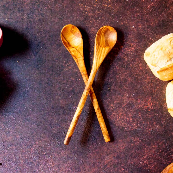 Vesper & Vine - Wholesale Kitchen Spoon - Thin Olive Wood Tasting Spoon3
