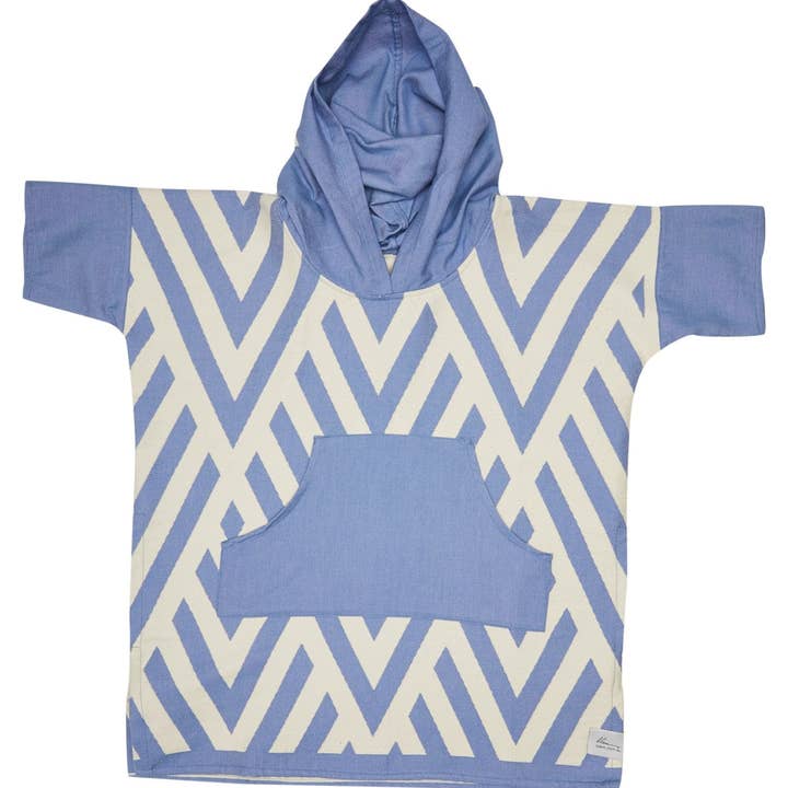 Zig Zag Blue Medium Poncho for wholesale by Blem Beach Accessories AU