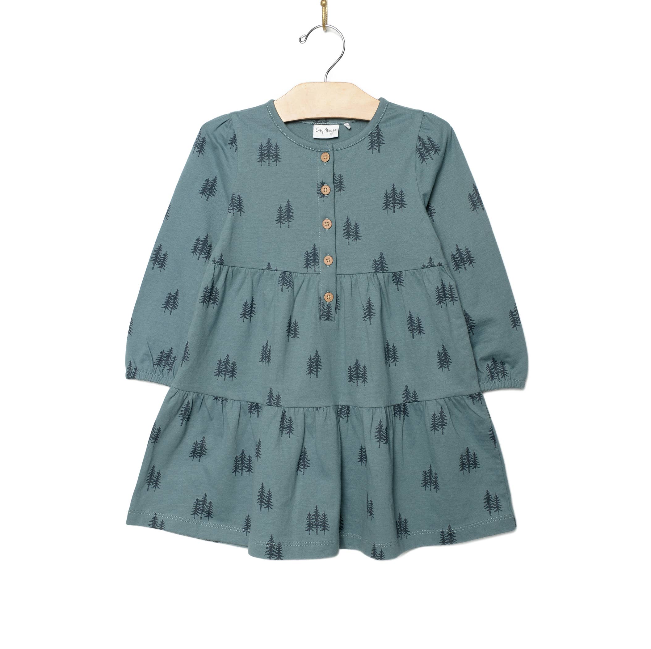 City Mouse Studio - Wholesale Dress - Kids - Tiered Henley Dress- Twilight Forest