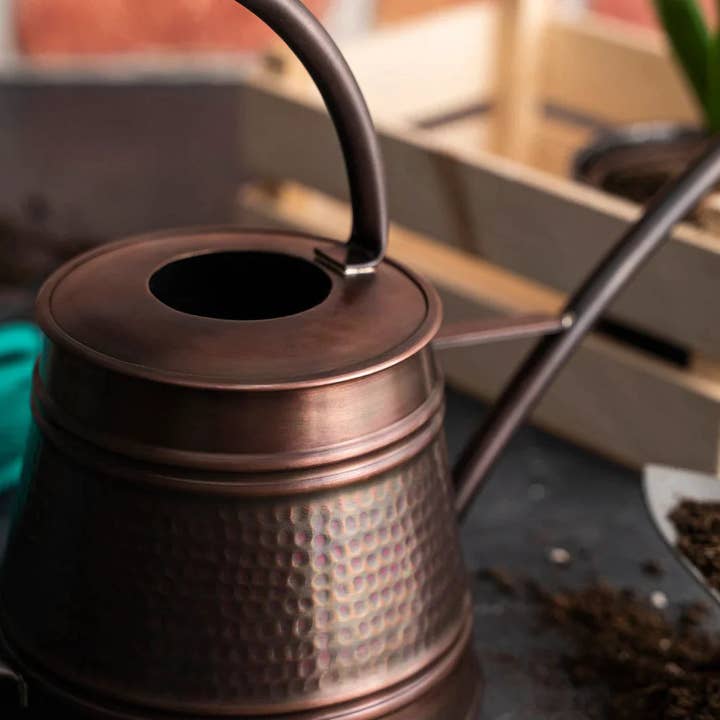 ANATOLIACRAFT - Venta al por mayor Regaderas - Regadera de cobre oscuro para jardín, maceta de cobre hecha a mano, 2000 ml, modelo con caño largo