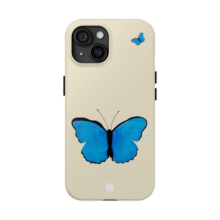 Custodia per telefono con pittura a farfalla color crema per la vendita all'ingrosso da parte di Thursday’s Child Creative Studio