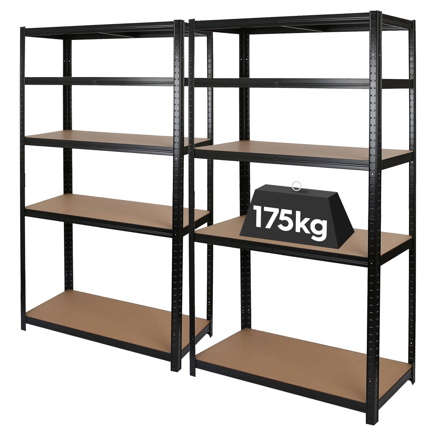 Rinkit Ltd – Engroshandel Fritstående hylde – Sæt med 2 stk. 5-niveau stålrack til garage - 90 x 40 x 180 cm - galvaniseret7
