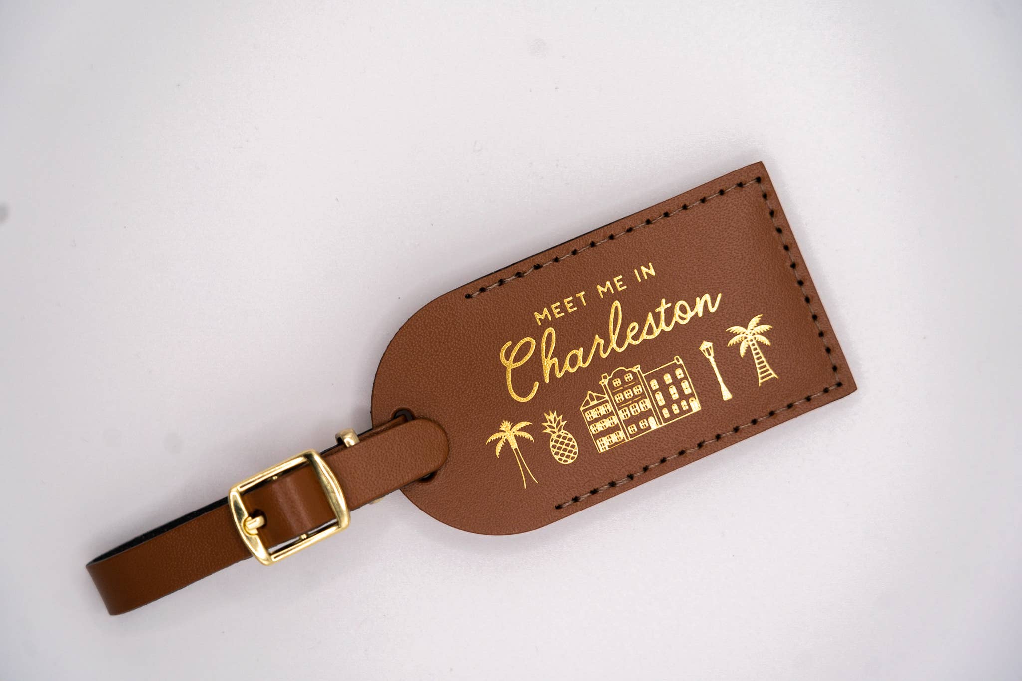 Letter + Leather - Wholesale Luggage Tag - Charleston Luggage Tag Wedding Favor or Travel Souvenir Gift5