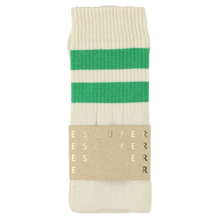 ESCUYER - Wholesale Socks - Unisex - Unisex Tube Socks - Ecru / Bright Green