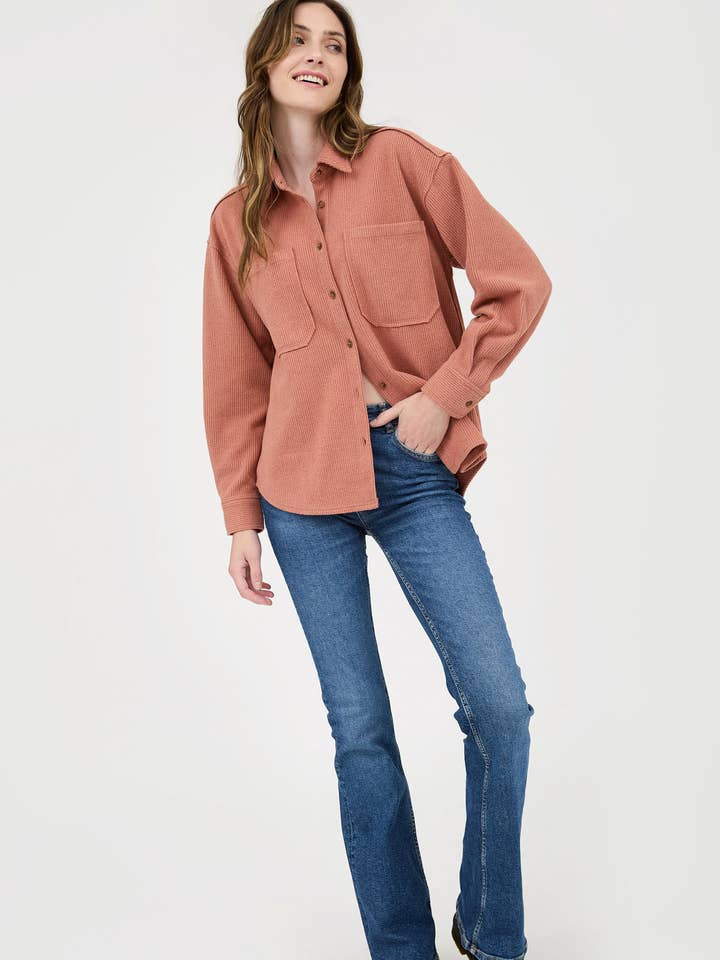 Blu Pepper - Wholesale Knit Top - Women's - RIB KNIT EXPOSED SEAM BUTTON UP TOP30