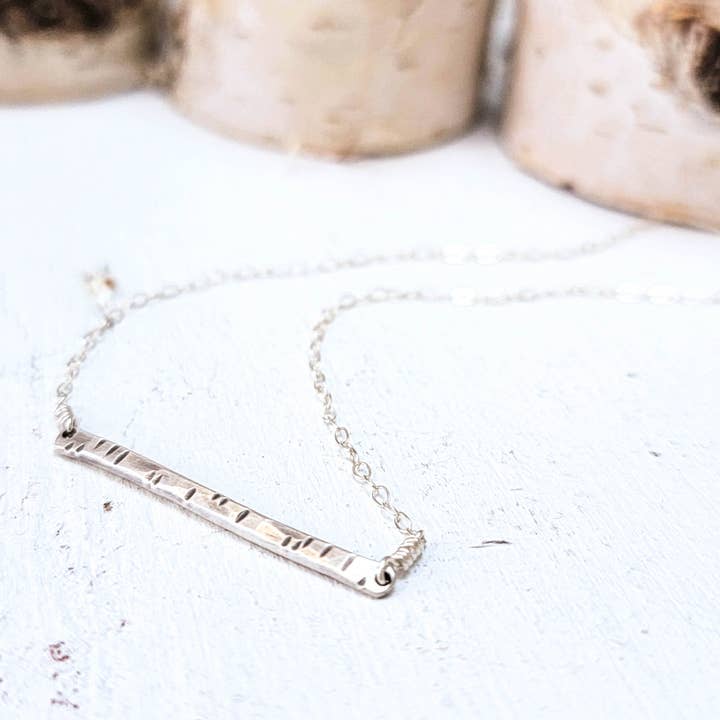 Birch Twig Bar Necklace - Sterling Silver for wholesale by Kuriosities