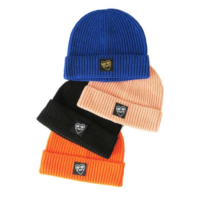 Cousins Collective - Wholesale Beanie - Unisex - Crying Heart Ribbed Beanie Hat